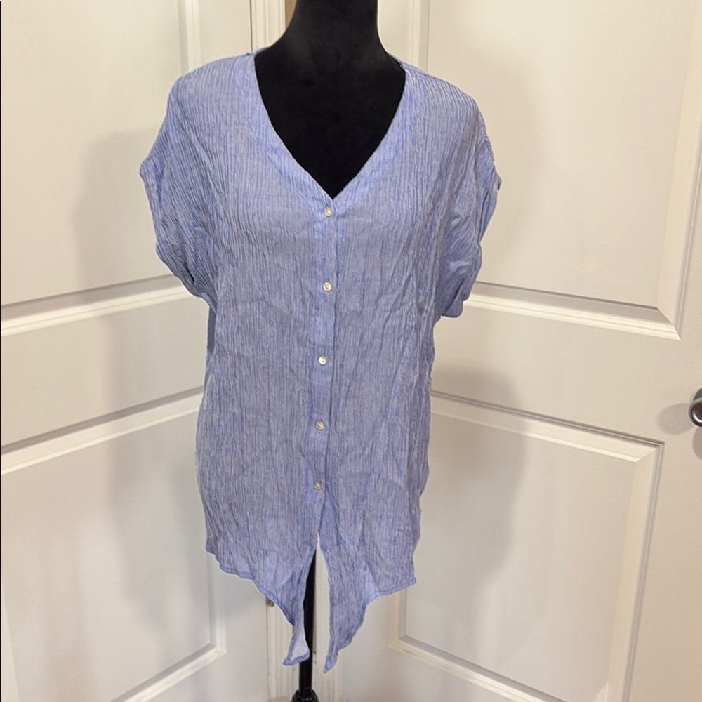 Blue Button-Up Women's Top